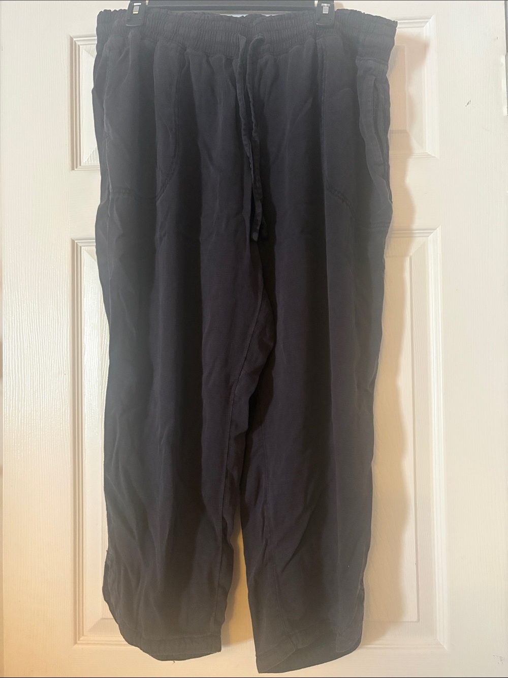 Womens Black Drawstring Linen style Pants